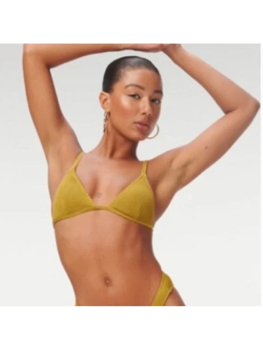 Good American Always Fits Triangle Swim Top, Size 1 - Dirty Olive